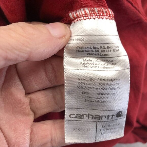 Carhartt Mens T-Shirt Size 3XL Short Sleeve Red Graphic Tee Original Fit Casual - Picture 7 of 10